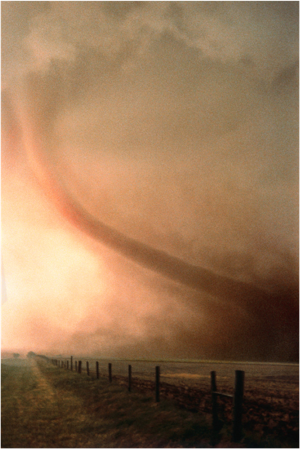 people running away from tornado. Tornadoes Strike Without